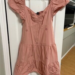 Zara Blush Pink Eyelet Mini Dress